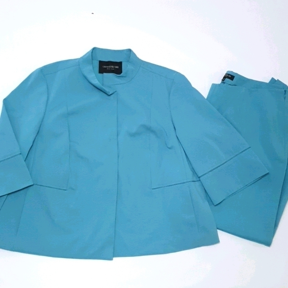 Lafayetter 148 Turqouise Calypo Coat and Pants set